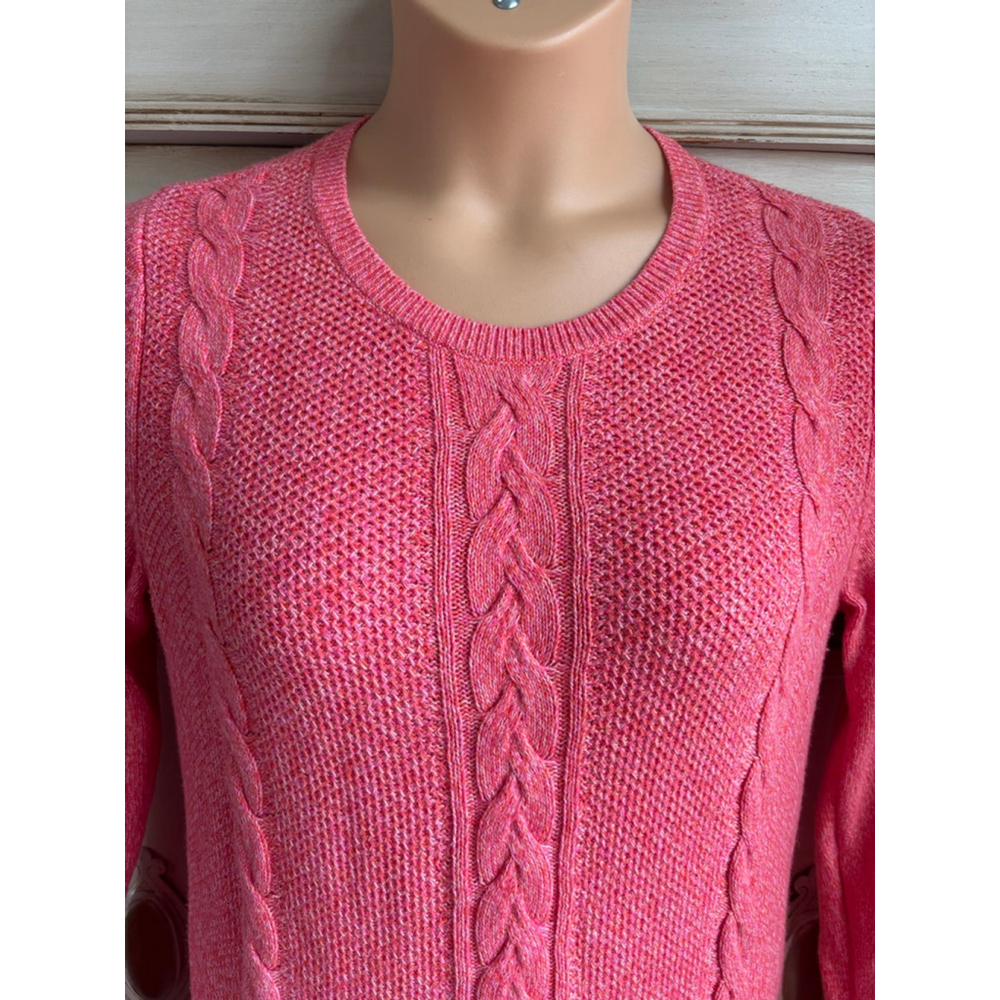 EUC Talbots Cotton Blend Zipper Back Cable Knit Sweater | Sz Med - Picture 4 of 8